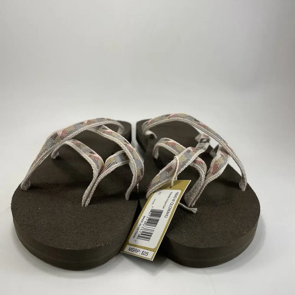 Teva Olowahu Strappy Beach Sandals Slides Womens Size 11 Brown Lightweight